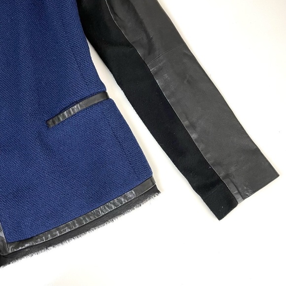 Vince Boucle Knit Lambskin Leather Drape Moto Jacket sz8 - Picture 14 of 15